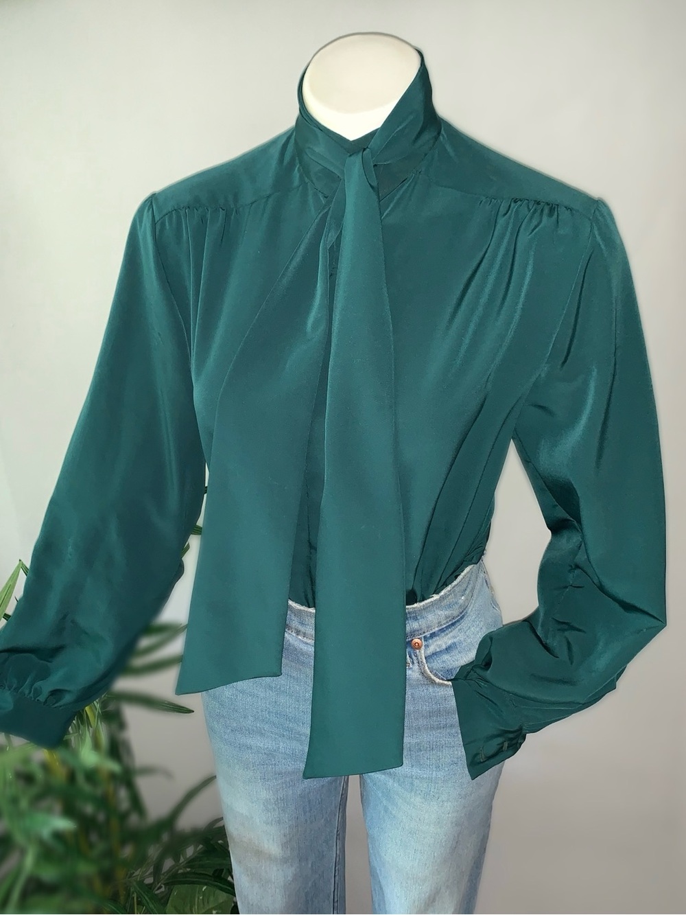 v i n t a g e :: Pendleton Neck Tie Secretary Blouse - Picture 4 of 12